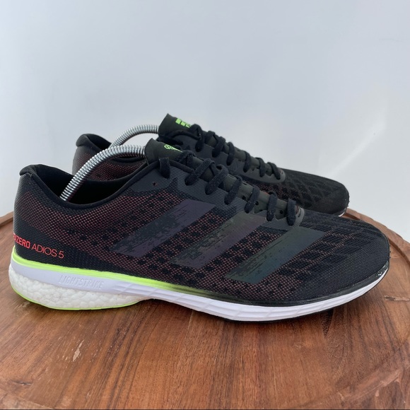Adidas Adizero Adios Mens Shoes Black/Signal Green size 11